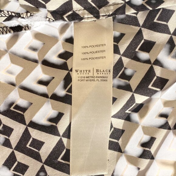 White House Black Market Sleeveless Geometric Print Blouse Womens Size 0 Keyhole - Picture 8 of 13